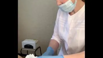 Patient cum during examination procedure